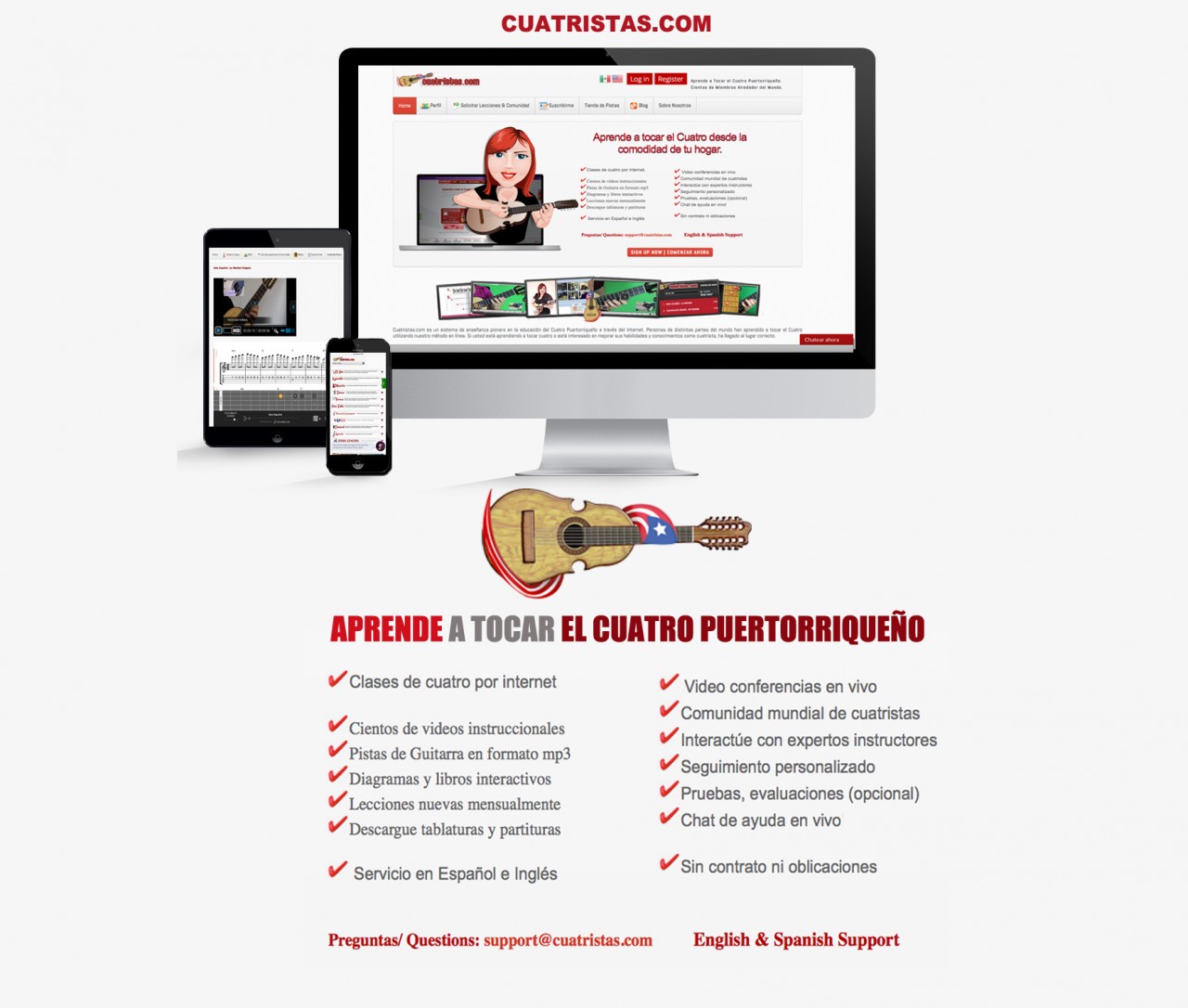 Cuatristas is now compatible with Smartphones and Tablets